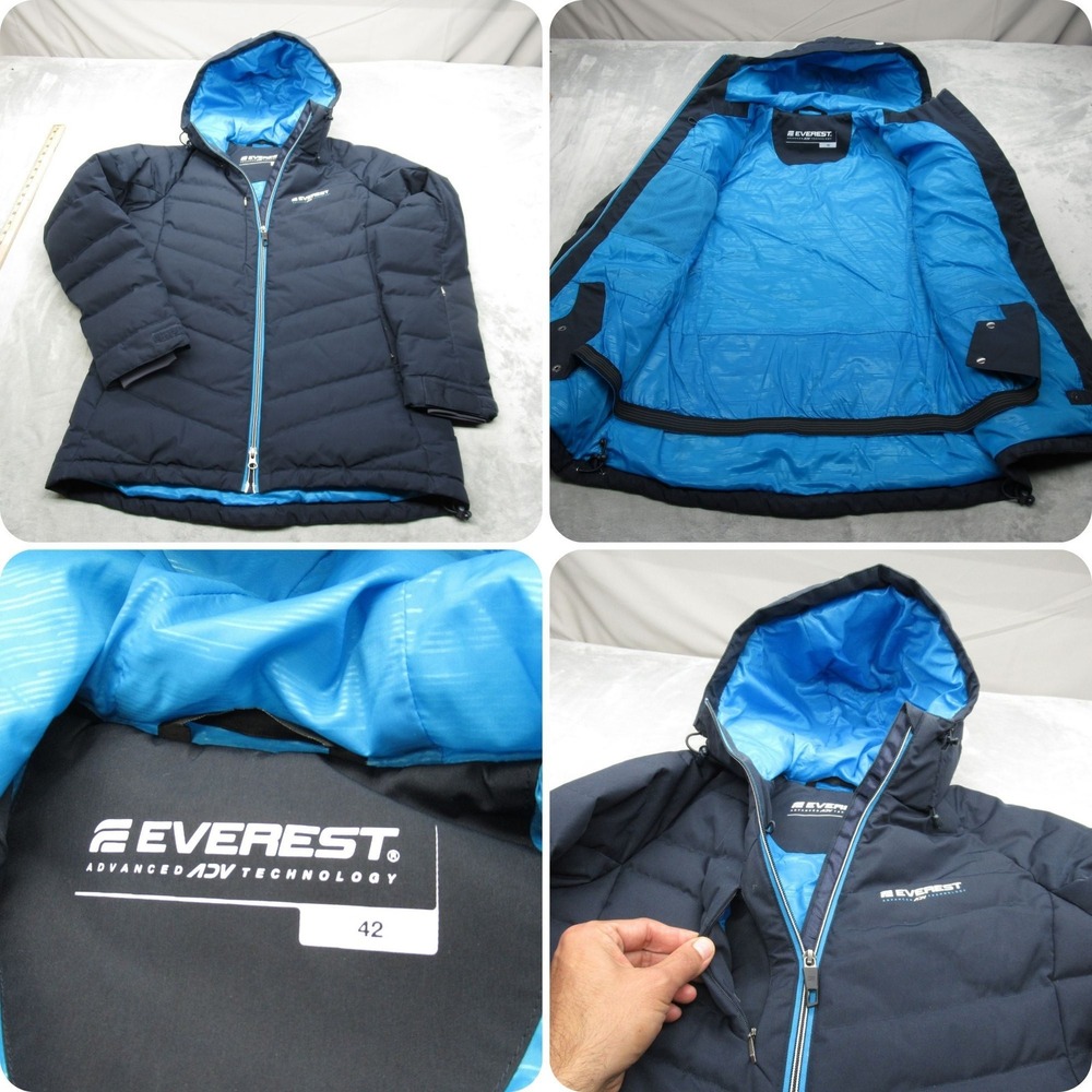 Everest ADV Technology Down Jacket‎ Women Large 42EU Blue Puffer Coat Insulated